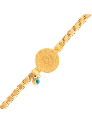 Hakan Mücevherat Pullu Çeyrekli Bileklik 14 Ayar Altın