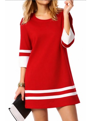 Nake Butik Kadın Çizgili Kısa Kol Elbise