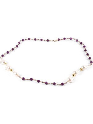 Faik Sönmez Inci Detaylı Taş Kolye W26KLY014