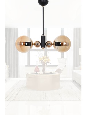 Normadia Şık Siyah Gold 2 Bal Camlı Modern Avize, Evinize Zarafet Katın