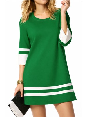 Nake Butik Kadın Çizgili Kısa Kol Elbise