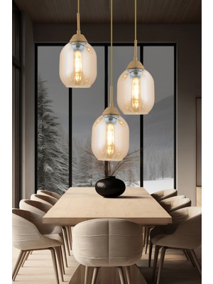 Normadia Modern 3'lü Yuvarlak Eskitme Avize, Şık ve Zarif Salon Dekoru