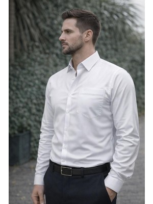 Colvıs Man Klasik Uzun Kol Desenli Cepli Likra Yaka Alttan Düğmeli Hediye Kutulu Erkek Gömlek