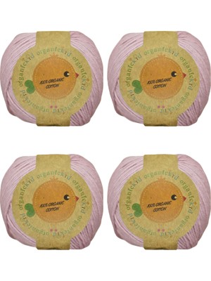 Organickid Organik Pamuk El Örgü Ipi Soluk Pembe - Dusty Pink 4'lü Paket