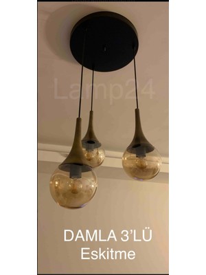 Normadia Damla Serisi 3’lü Bal Glop Camlı Modern Avize, Şık ve Şeffaf Tasarım