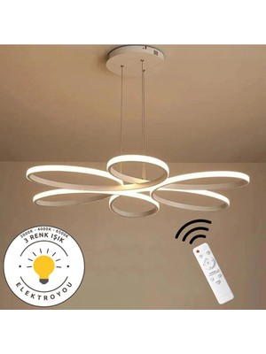 Normadia Modern Kumandalı Beyaz Sarkıt LED Avize, Renkli Işık Seçenekleri