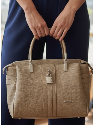 Orijinal Just Polo Kadın Deri El ve Omuz Çantası - Kilit Detaylı Şık Tasarım 7029