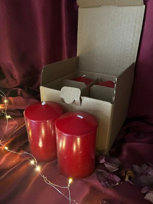 İzmir Candle Silindir 7*10CM Kırmızı 4lü Set