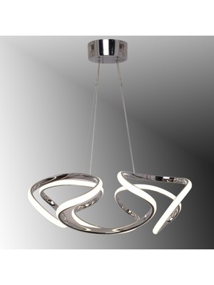 Normadia Modern LED Avize, Krom Kaplama, 3 Renk Işık Modülü, Şık ve Şık Tasarım