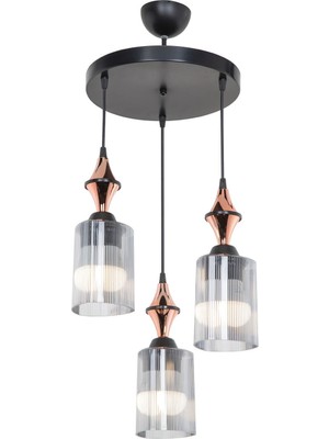 Normadia Karo Üçlü Üçgen Füme Avize, Modern ve Şık Oturma ve Mutfak Dekoru