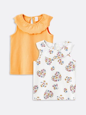 Lc Waikiki Yeni Sezon Bisiklet Yaka Çiçekli Kız Bebek Atlet 2'li