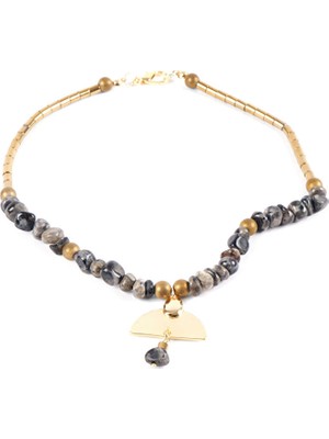 Faik Sönmez Taş ve Gold Aksesuarlı Kolye W26KLY007