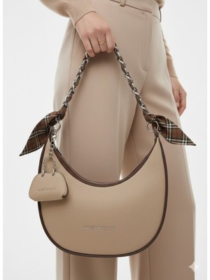 Orijinal Just Polo Kadın Omuz ve El Çantası Baguette Çanta & Ipek Fular Detayı 6083