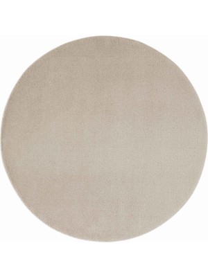 Cool Halı Puffy Yuvarlak Bej Düz Renk Yumuşak Kalın Dokuma Pofuduk Peluş Çocuk Yatak Oda Balkon Antre Halısı