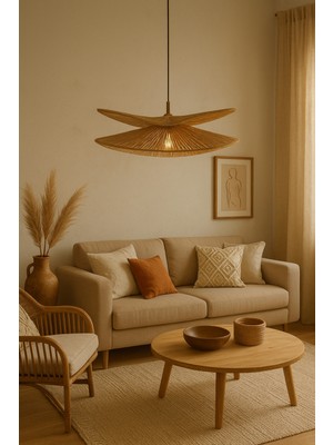 Normadia Şeritli Hasır Sarkıt Avize, Bohem ve Modern Salon Aydınlatması