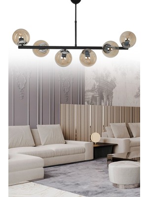 Normadia Şık 6'lı Siyah Modern Lüks Avize Seti, Evinize Zarafet Katıyor