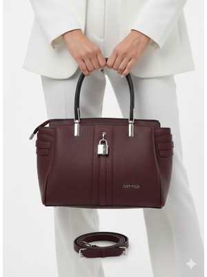 Orijinal Just Polo Kadın Deri El ve Omuz Çantası - Kilit Detaylı Şık Tasarım 7029