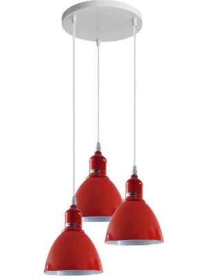 Normadia Kırmızı Üçlü Sarkıt Avize Modern Salon Aydınlatması