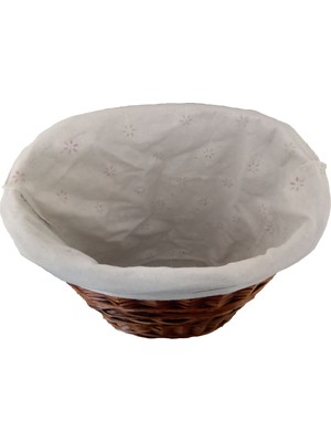 Bosphorus Hasır Sepet Oval Şekilli Içi Kumaşlı Kahverengi 36X36X26 cm