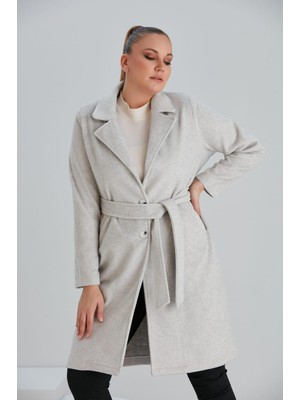 Rmg Astarsız Büyük Beden Gri Kaşe Kaban