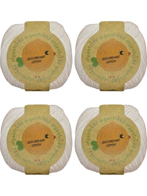 Organickid Organik Pamuk El Örgü İpi Krem 4'lü Paket