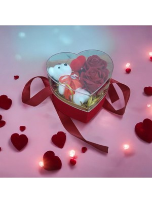Sevgililer Günü Hediyesi Ayıcıklı Solmayan Gül Kutusu