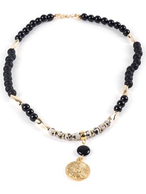 Faik Sönmez Taş ve Gold Metal Detaylı Kolye W26KLY010