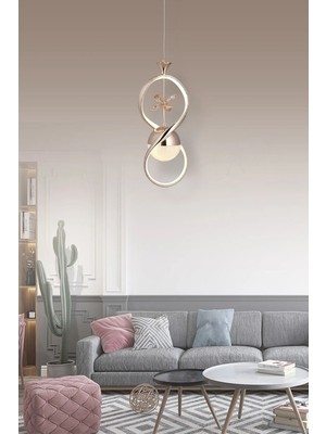 Normadia Modern Gold Kaplama Kelebek Tasarımlı Renkli Tavan Ledli Avize