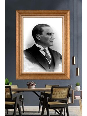 Giyense Özel Seri Altın Paspartulu Çerçeveli Atatürk Tablo C502