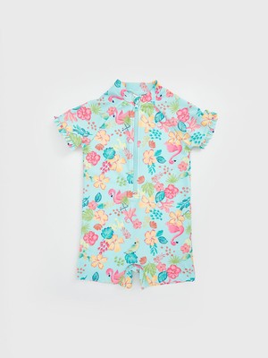 Lc Waikiki Yeni Sezon Çiçekli Fermuarlı Kız Çocuk Mayo