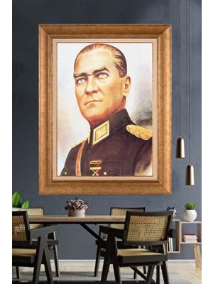 Giyense Özel Seri Altın Paspartulu Çerçeveli Atatürk Tablo C87