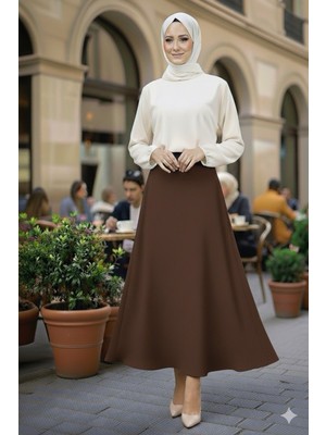 Eceylül Moda Scuba Krep Bel Lastikli Kloş ETEK(93-94CM Uzunluk)(Kısa Süreliğine Lansman Fiyatı)