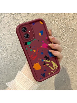 HONTINGA Samsung Galaxy A04E ile Uyumlu Kılıfı Düşüme Önleyici Basitlik Anti Düşme Kamera Korumali Renkli Bordo Desen Yumuşak Silikon Telefon Kılıfı Kadın ve Erkek Için Uygundur K2-7067