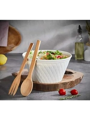 Sween Home Ahşap Sunumlu Salata Kasesi