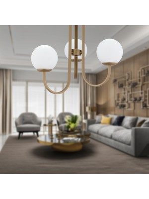 Normadia Şık Modern Eskitme Beyaz Camlı 3'lü Avize Seti, Evinize Huzurlu Atmosfer