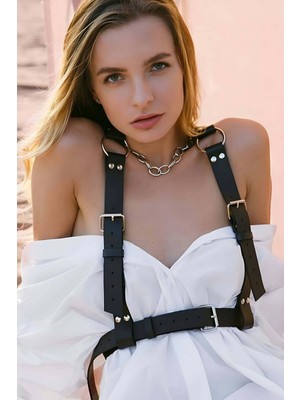 Marsilyan Halka Detaylı Omuzdan Askılı Ayarlanabilir Şık Deri Kemer - APFT650