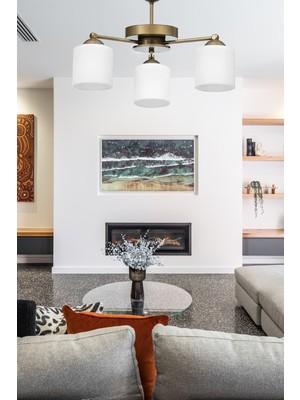 Normadia Modern Beyaz Silindirik Camlı Plofonyer Üçlü Avize, Salon ve Oturma Odası Için