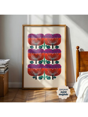 Persona Istanbul Artificial Collection "nordic Folklore" - Geometrik Iskandinav Çiçek Posteri (Çerçevesiz)