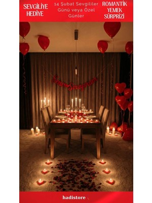 Kalpli Balon Mum Romantik Yemek Süsü Seti | Sevgililer Günü, Yıl Dönümü, Evlilik Teklifi Konsept
