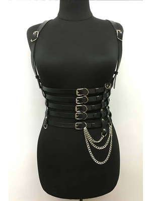 Marsilyan 5 Sıralı Zincir Detaylı Şık Deri Kemer - APFT626