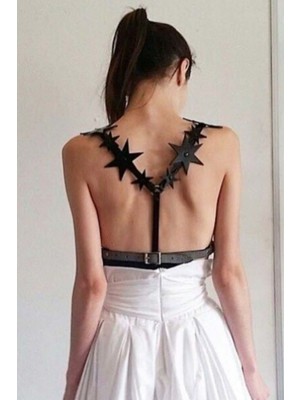 Marsilyan Yıldız Detaylı Şık Deri Kemer Harness - APFT634