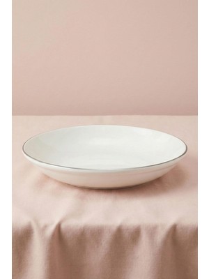 Soley Ceyda | Platin Kenarlı Porselen Büyük Kase (25 Cm)