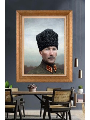 Giyense Özel Seri Altın Paspartulu Çerçeveli Atatürk Tablo C532