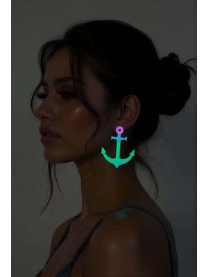 Marsilyan Rainbow Reflektörlü Çapa Küpe, Şık Lazer Kesim Küpe - APBJ020