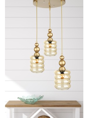 Normadia Şık 3'lü Avize, Eskitme Tarzı, Modern ve Zarif Aydınlatma Seti