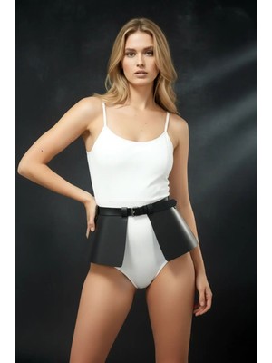 Marsilyan Şık Bel Üzeri Deri Etek Kemer, Deri Kalın Kemer - APFT623