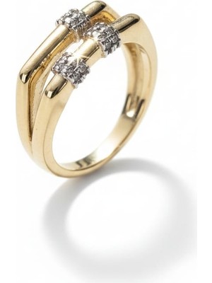 Diva Viva - Linear Glow Çift Bantlı Yüzük (KOD-437)