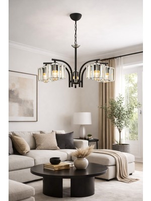 Normadia Şık 5’li Kristal Sarkıt Avize, Modern Tasarım, Salon, Mutfak, Yatak Odası Için