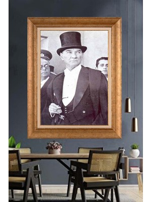 Giyense Özel Seri Altın Paspartulu Çerçeveli Atatürk Tablo C437