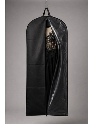 Farilas Global Siyah Şeffaf Ön Yüz Abiye Elbise Kılıfı 160X60 cm – Kalın Diş Fermuarlı – Dayanıklı Tela Kumaş – Tekli